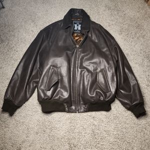 Crowngate Leathers UK Men's Brown Leather Bomber Jacket XL